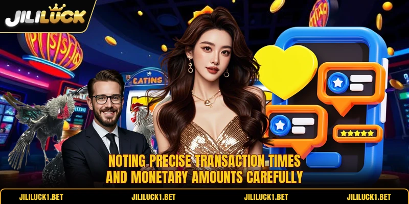 Noting precise transaction times and monetary amounts carefully Noting precise transaction times and monetary amounts carefully